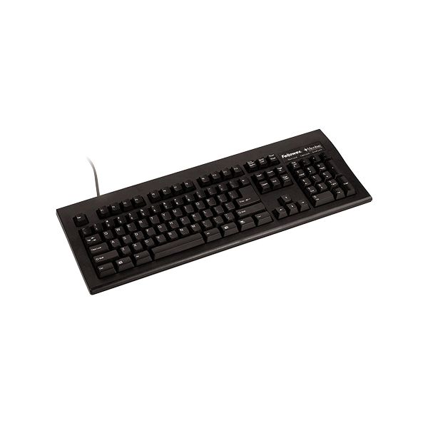 FEL9892901 Fellowes USB Standard Keyboard w/Microban Antimicrobial Protection, 104 Keys, Black