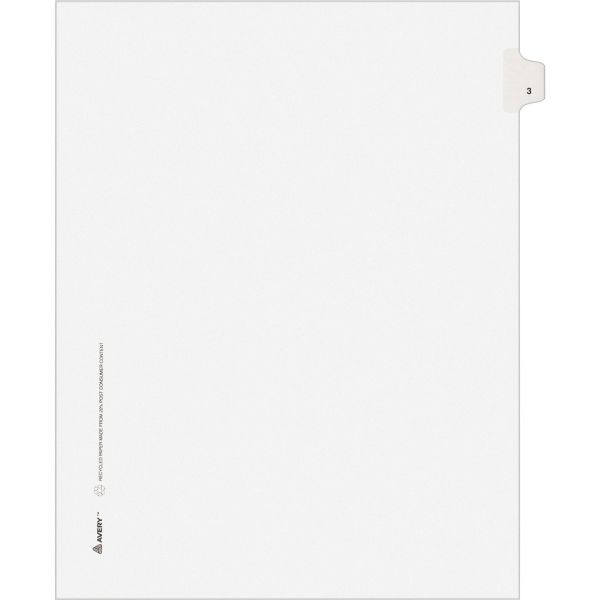AVE82201 Avery Allstate-Style Legal Exhibit Side Tab Divider, Title: 3, Letter, White, 25/Pack