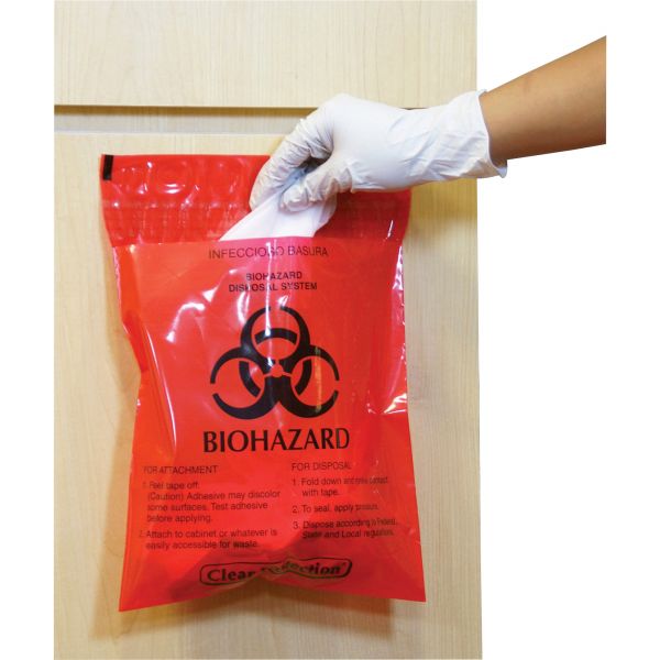 CTKCTRB042214 CareTek Stick-On Biohzrd Infectious Red Waste Bags