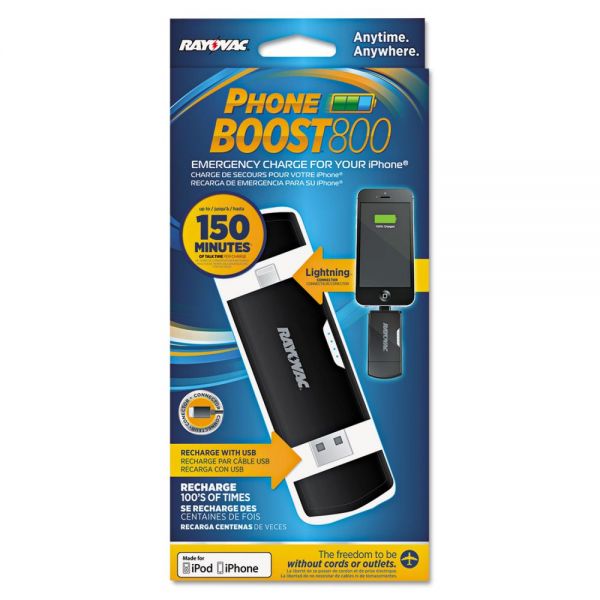 RAYPS78 Rayovac Phone Boost Charger, Apple Lightning, Black