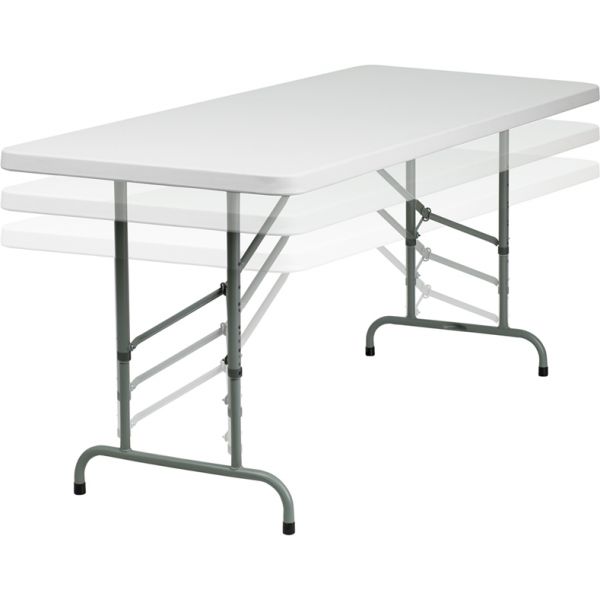 FHFRB3072ADJGG Flash Furniture 30''W x 72''L Height Adjustable Granite White Plastic Folding Table