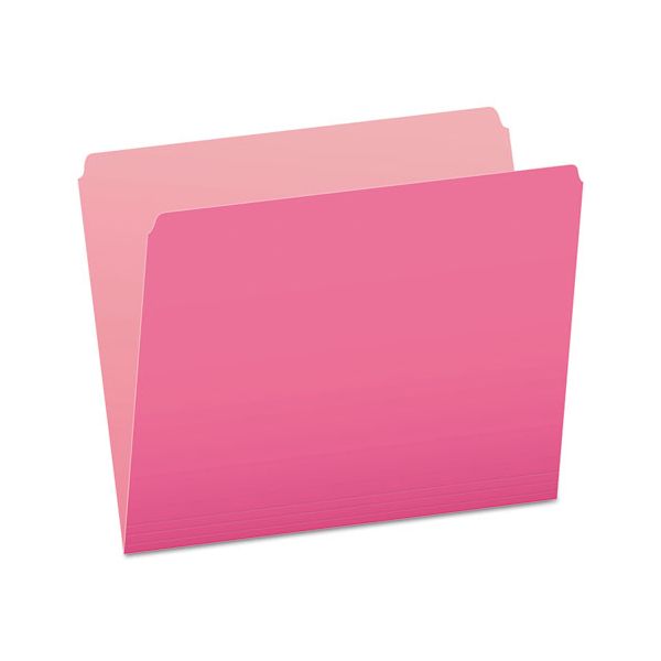 PFX152PIN Pendaflex Colored File Folders, Straight Cut, Top Tab, Letter, Pink/Light Pink, 100/Box