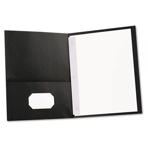 UNV57114 Universal Two-Pocket Portfolios w/Tang Fasteners, 11 x 8-1/2, Black, 25/Box