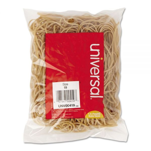 UNV00419 Universal Rubber Bands, Size 19, 3-1/2 x 1/16, 310 Bands/1/4lb Pack