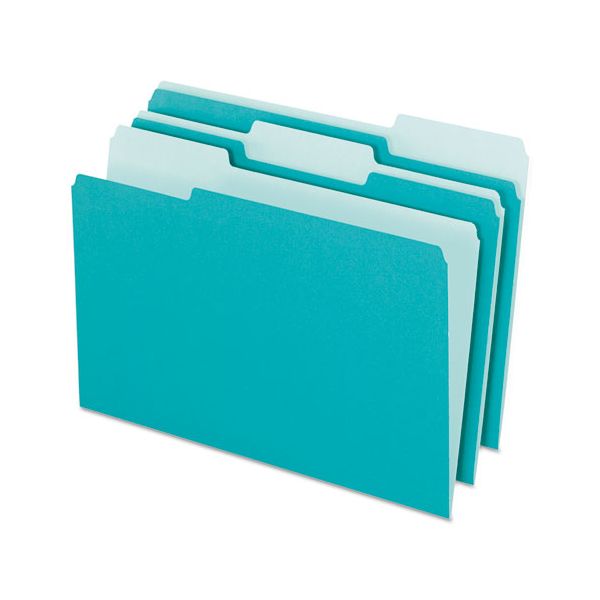 PFX421013AQU Pendaflex Interior File Folders, 1/3 Cut Top Tab, Letter, Aqua, 100/Box