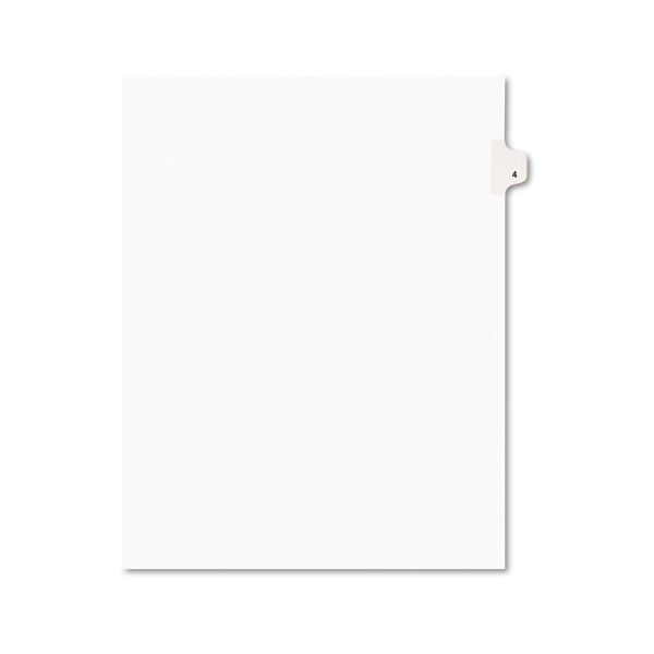 AVE11914 Avery Avery-Style Legal Exhibit Side Tab Divider, Title: 4, Letter, White, 25/Pack