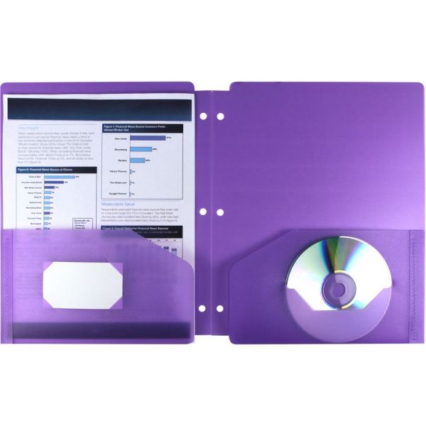 STX50217U01C Storex Thicker Poly Purple Two-Pocket Folders with Holes