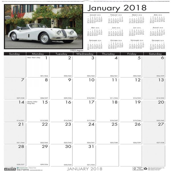 HOD3771 House of Doolittle Classic Cars Monthly Wall Calendar