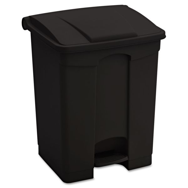 SAF9922BL Safco Large Capacity Plastic Step-On Receptacle, 17gal, Black