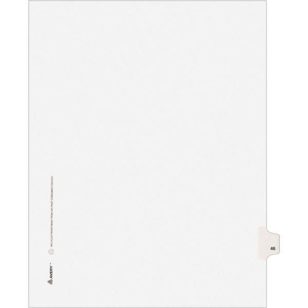 AVE01046 Avery-Style Legal Exhibit Side Tab Divider, Title: 46, Letter, White, 25/Pack