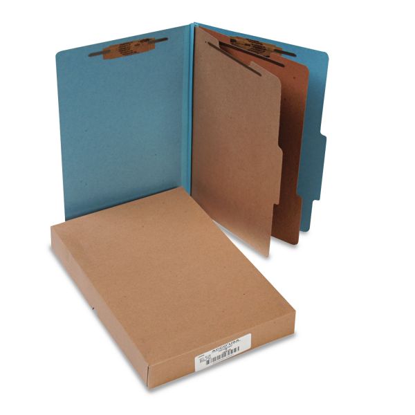 ACC16026 ACCO Pressboard 25-Pt Classification Folders, Legal, 6-Section, Sky Blue, 10/Box