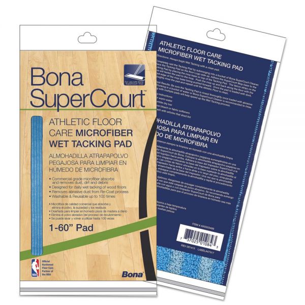 BNAAX0003499 Bona SuperCourt Athletic Floor Care Microfiber Wet Tacking Pad, 60", Light/Dark Blue