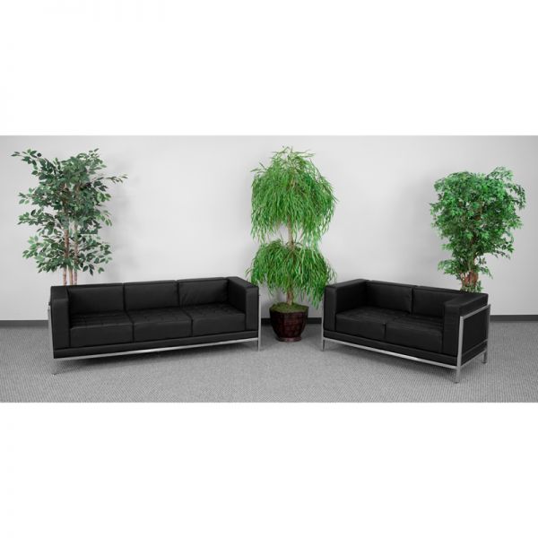 FHFZBIMAGSET2GG Flash Furniture HERCULES Imagination Series Black Leather Sofa & Loveseat Set