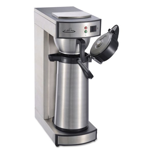 OGFCPRLA Coffee Pro Air Pot Brewer, Stainless Steel, 75 oz, 8 3/4 x 14 3/4 x 21 1/4
