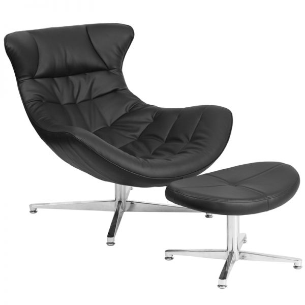 FHFZB40COCOONGG Flash Furniture Leather Cocoon Chair with Ottoman