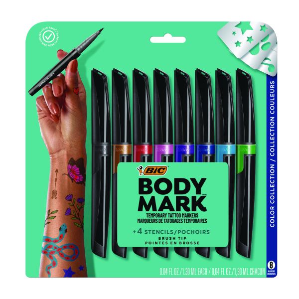 BIC BodyMark Temporary Tattoo Markers – Precision Series Collection 6-Pack