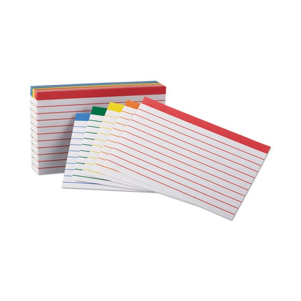 OXF04753 Oxford Color Coded Ruled Index Cards, 3 x 5, Assorted Colors, 100/Pack