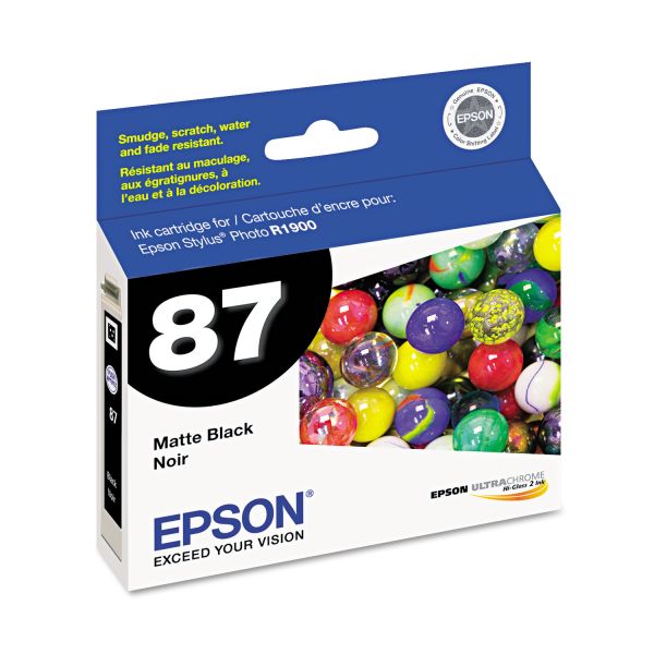 EPST087820 Epson T087820 (87) UltraChrome Hi-Gloss 2 Ink, Matte Black