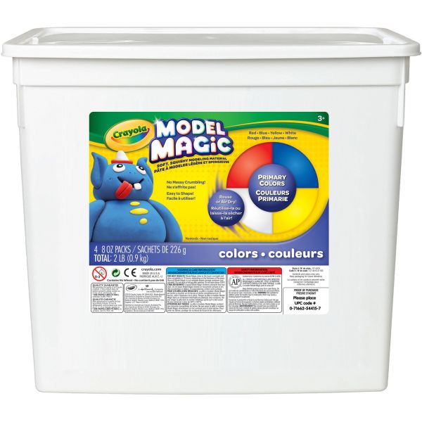 CYO574415 Crayola Model Magic Modeling Compound, 8 oz each Blue/Red/White/Yellow, 2lbs.