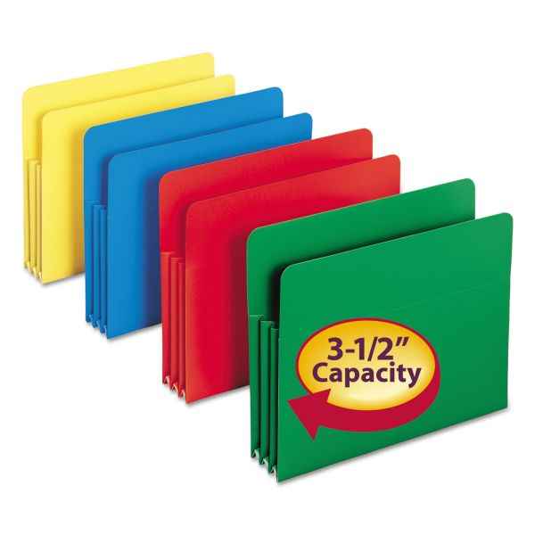 SMD73500 Smead Exp File Pockets, Straight Tab, Poly, Letter, Assorted, 4/Box