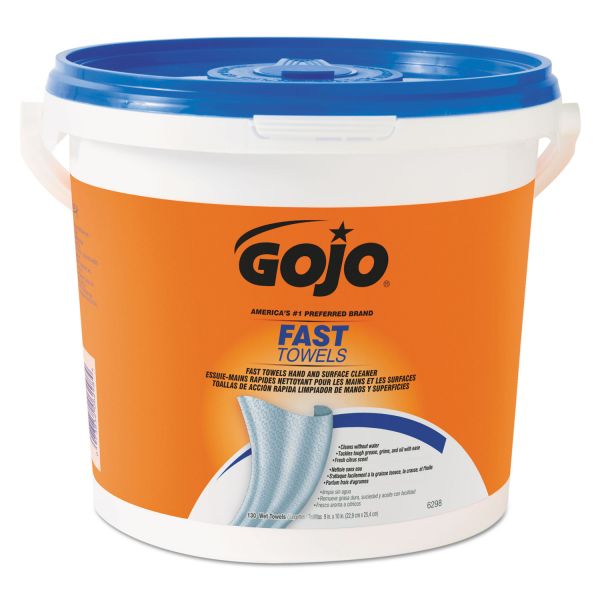 GOJ6298 GOJO FAST TOWELS Hand Cleaning Towels, 7 3/4 x 11, 130/Bucket, 4 Buckets/Carton
