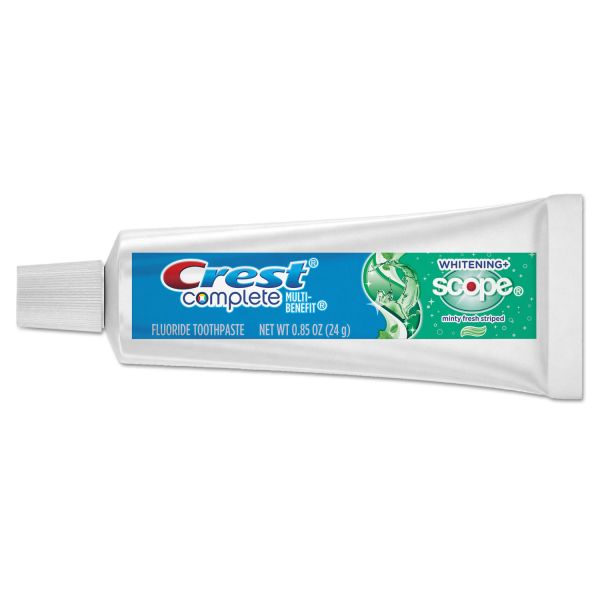Toothpaste Scope Rectangular Prism Crest Complete Whitening Toothpaste + Scope, Minty Fresh, 0.85 oz Tube ...