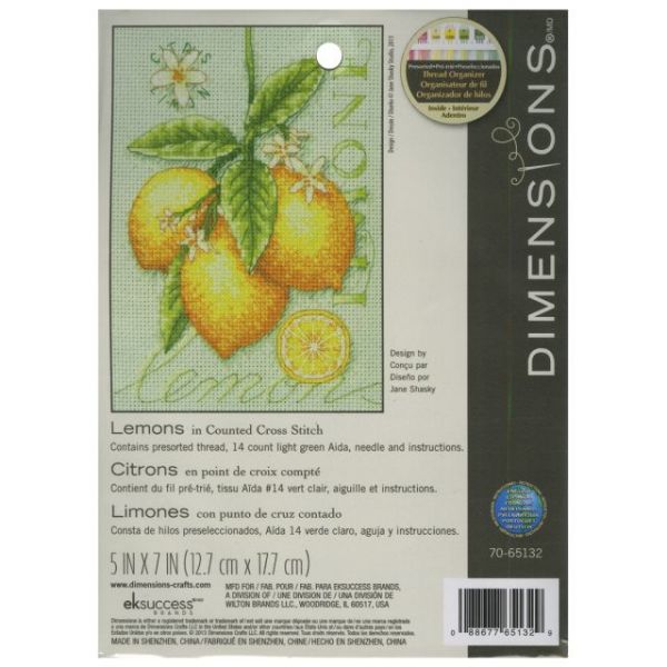 NOTM051513 Dimensions Lemons Mini Counted Cross Stitch Kit