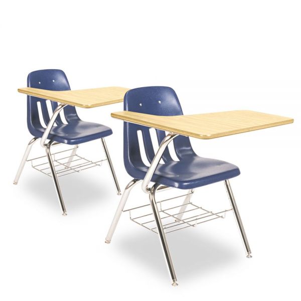 VIR9700BR51385 Virco 9700 Series Chair Desk, 18-3/4w x 31d x 30-1/2h, Fusion Maple/Navy, 2/Carton