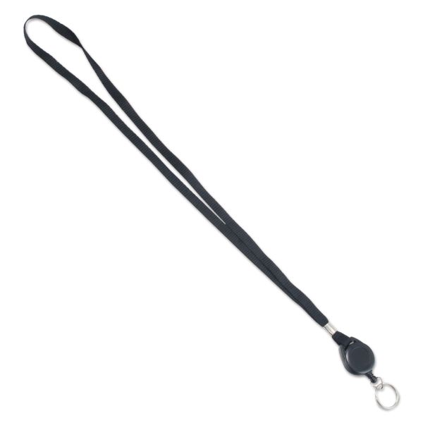 AVT75547 Advantus Lanyards with Retractable ID Reels, Ring Style, 34" Long, Black, 12/PK