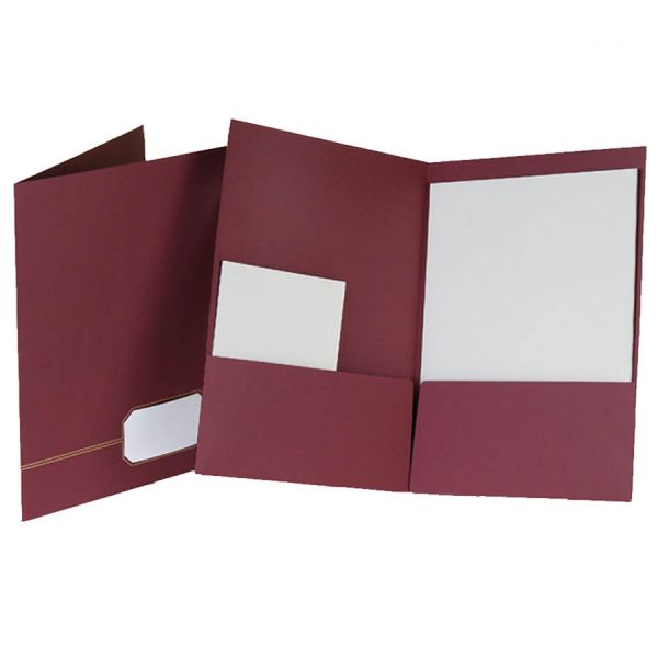 OXF04165 Oxford Monogram Series Business Portfolio, Cover Stock, Burgundy/Gold, 4/Pack