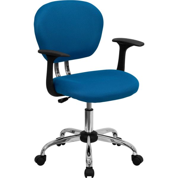 FHFH2376FTURARMSGG Flash Furniture Mid-Back Mesh Task Chair with Arms