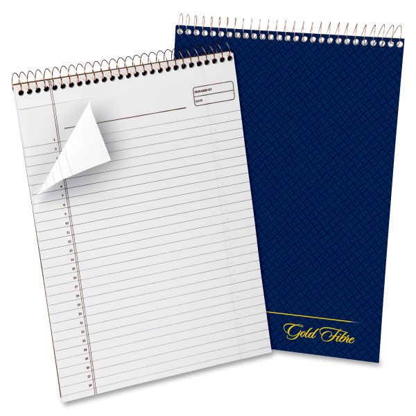TOP20815 Ampad Gold Fibre Wirebound Writing Pad w/Cover, 8 1/2 x 11 3/4, White, Navy Cover