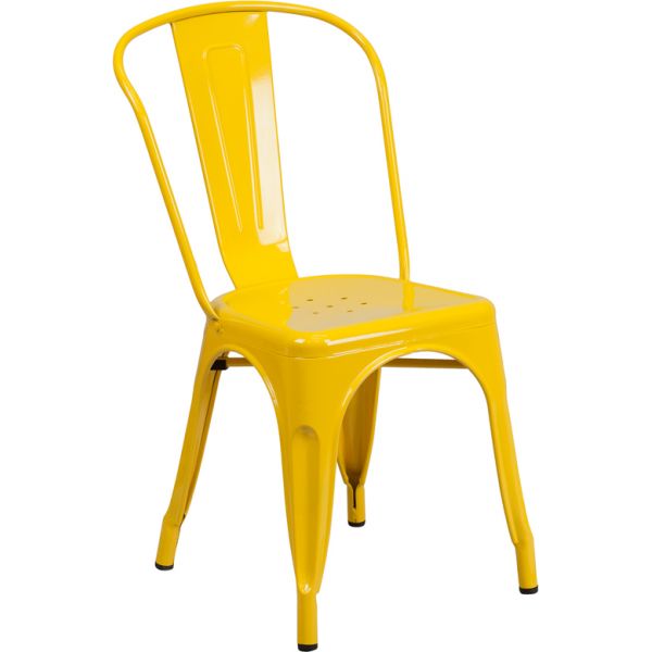 FHFCH31230YLGG Flash Furniture Yellow Metal Indoor-Outdoor Stackable Chair