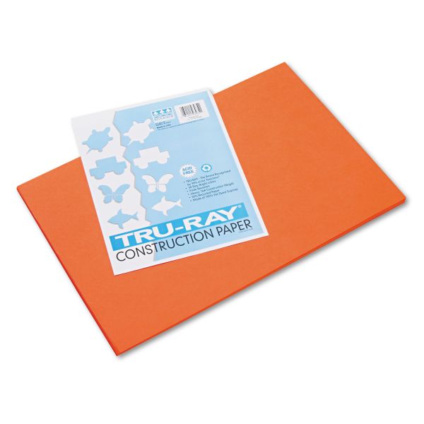PAC103034 Pacon Tru-Ray Construction Paper, 76 lbs., 12 x 18, Orange, 50 Sheets/Pack