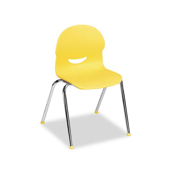 VIR26451547 Virco IQ Series Stack Chairs, 15-1/2" Seat Height, Squash/Chrome, 5/Carton