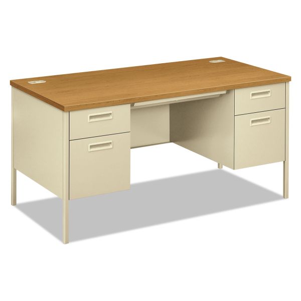 HONP3262CL HON Metro Classic Double Pedestal Desk, 60w x 30d x 29 1/2h, Harvest/Putty