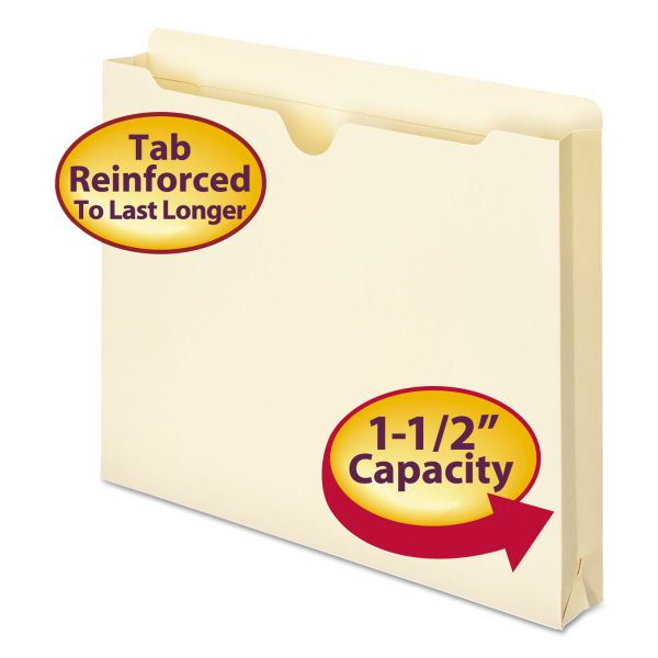 SMD75540 Smead Manila File Jackets, 1 1/2" Exp, Letter, 11 Point, Manila, 50/Box