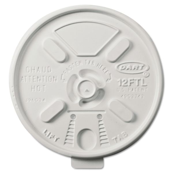 DCC12FTL Dart Vented Foam Lids for 10-14 oz Foam Cups, Lift n' Lock Lid