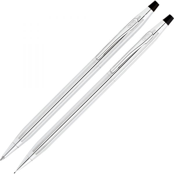 CRO350105 Cross Classic Century Ballpoint Pen & Pencil Set, Chrome/Black Accent