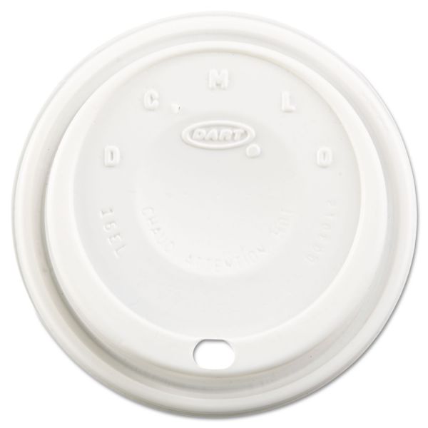 DCC16EL Dart Cappuccino Dome Sipper Lids, Fits 12-24oz Cups, White, 1000/Carton