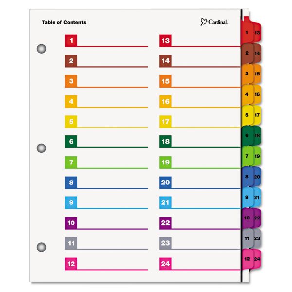 CRD60990 Cardinal OneStep Printable Table of Contents/Dividers, 52-Tab, 11 x 8 1/2, Multicolor