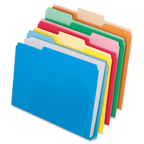 PFX48437 Pendaflex CutLess/WaterShed/Double Stuff File Folders, 1/3 Cut, Assorted, Letter, 50/BX