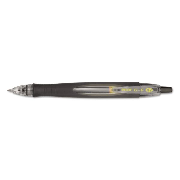 PIL31401 Pilot G6 Retractable Gel Ink Pen, Refillable, Black Ink, .7mm