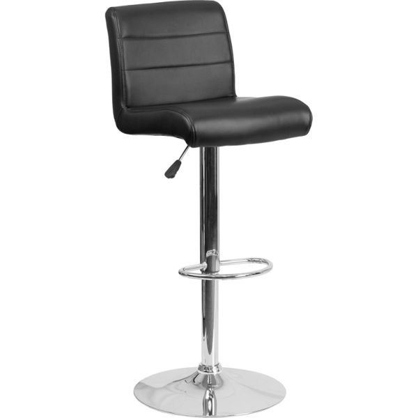 FHFDS8101BBKGG Flash Furniture Contemporary Adjustable Height Barstool with Chrome Base