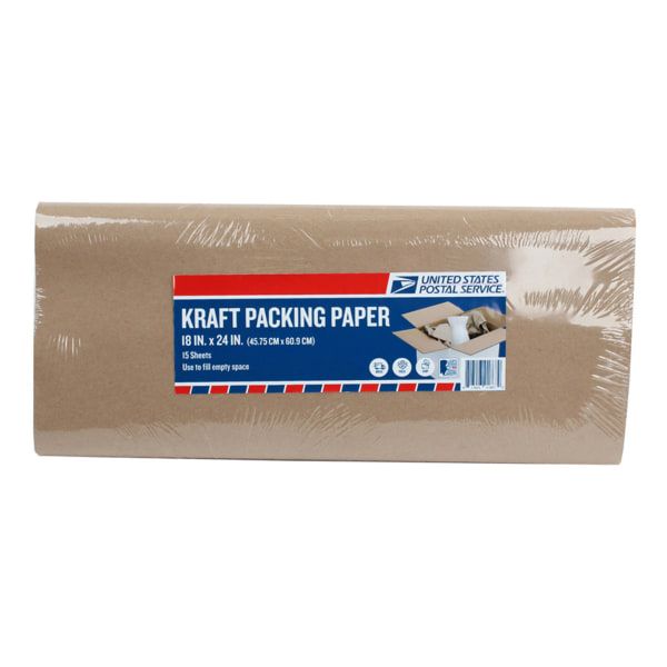 United States Post Office Packing Paper, 18" x 24", Brown, Pack Of 15