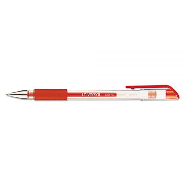 UNV39512 Comfort Grip Gel Stick Roller Ball Pen, Red Ink, Medium, Dozen