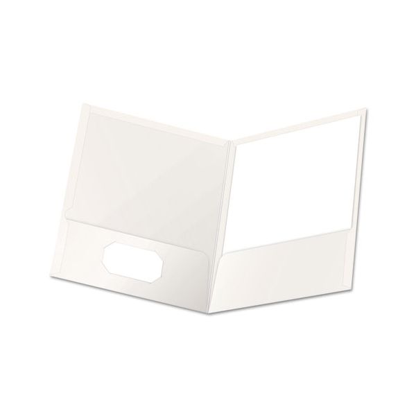 OXF51704 Oxford High Gloss Laminated Paperboard Folder, 100-Sheet Capacity, White, 25/Box