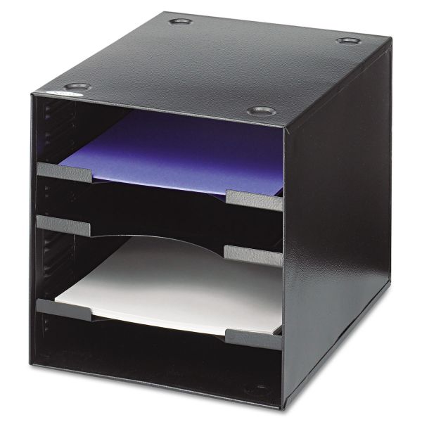 SAF3112BL Safco Steel Desktop Sorter, Four Compartments, Steel, 11 x 12 x 10, Black