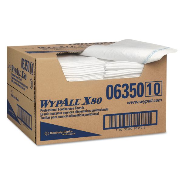 KCC06350 WypAll* X80 Foodservice Paper Towel, Spunlace, 13 1/2 x 24, White, 150/Carton