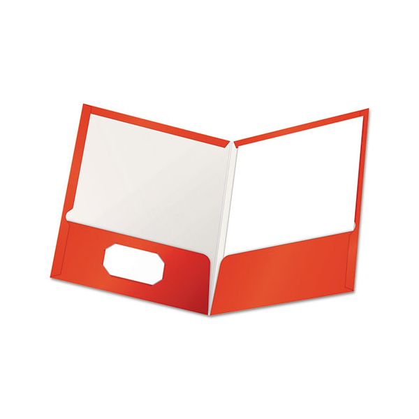 OXF51711 Oxford High Gloss Laminated Paperboard Folder, 100-Sheet Capacity, Red, 25/Box